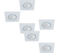 Loops 2 PACK 3 PACK Flush Ceiling Downlight Brushed Aluminium Square 3x 5W GU10 Loops Multicolor