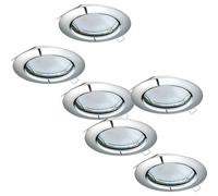 Loops 2 PACK 3 PACK Flush / Recessed Ceiling Downlight Chrome Steel 3x 3W GU10 in Metallics Loops Metallics