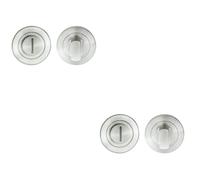 Loops 2 PACK - 316 Steel Thumbturn & Release Lock on Round Rose - Satin Steel Bathroom WC