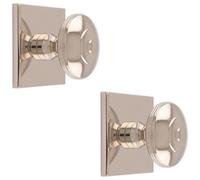 Loops 2 Pack - 32mm Round Cabinet Door Knob & 40X40mm Matching Backplate Polished Nickel Handle