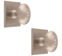 Loops 2 Pack - 32mm Round Cabinet Door Knob & 40X40mm Matching Backplate - Satin Nickel Handle