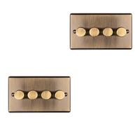 Loops 2 Pack 4 Gang 400W Led 2 Way Rotary Dimmer Switch Antique Brass Dimming Light