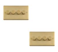 Loops 2-Pack 4-Gang 400W Led 2-Way Satin Brass Rotary Dimmer Plate (Fits Double Uk Backbox)