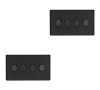 Loops 2 Pack 4 Gang Dimmer Switch 2 Way Led Screwless Matt Black Light Dimming Wall