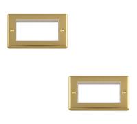 Loops 2-Pack 4-Gang Euro Module Wall Face Plate Frame - Polished Brass & White, 86 X 145mm