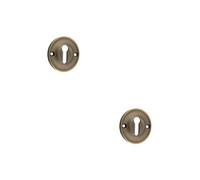 Loops 2 Pack 40mm Antique Brass Standard Keyway Escutcheon For Luxury Homes - Solid Brass Key Hole Cover
