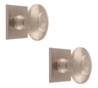 Loops 2 Pack - 42mm Round Cabinet Door Knob & 40X40mm Matching Backplate - Satin Nickel Handle