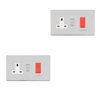 Loops 2 Pack 45A Dp Oven Cooker Switch & 13A Switched Socket Screwless Polished Chrome