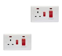 Loops 2 Pack 45A Dp Oven Switch & Single 13A Switched Power Socket & Neon White Cooker