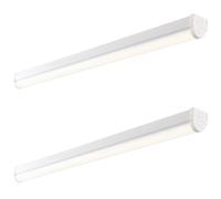Loops 2 Pack 5ft High Lumen Emergency Batten Light - 65.5W Cool White LED - Gloss White Loops White