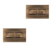 Loops 2 Pack 6 Gang Multi Light Switch Screwless Antique Brass 2 Way 10A Slim Rocker