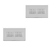 Loops 2 Pack 6 Gang Multi Light Switch Screwless Polished Chrome 2 Way 10A Rocker