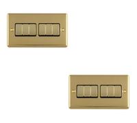 Loops 2-Pack 6-Gang Polished Brass 2-Way Light Switches, Black Trim, Metal Rockers