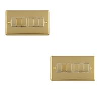 Loops 2-Pack 6-Gang Polished Brass Multi Light Switch With White Trim And Metal Rockers 2-Way 10A