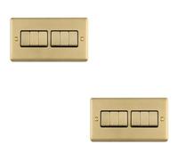 Loops 2-Pack 6-Gang Satin Brass Wall Switch With Black Trim And Metal Rockers