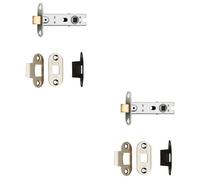 Loops 2 Pack - 64mm Bolt Through Tubular Door Latch Rounded Strike Plate Forend Nickel Plated