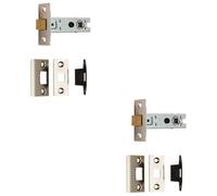 Loops 2 Pack - 64mm Bolt Through Tubular Door Latch Square Strike Plate Forend Nickel Plated