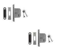 Loops 2 Pack - 64mm Residential Standard Profile Deadlock - Satin Nickel - Bs En 12209 Lock