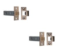 Loops 2 Pack - 64mm Standard Tubular Door Latch Square Strike Plate & Forend Florentine Bronze
