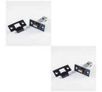 Loops 2 Pack - 64mm Standard Tubular Door Latch Square Strike Plate & Forend Matt Black