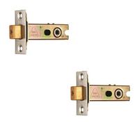 Loops 2 Pack - 64mm Tubular Deadbolt Lock & 5mm Follower - Bright Stainless Steel Bathroom Turn