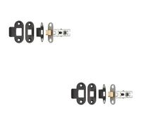 Loops 2 Pack - 64mm Tubular Mortice Door Latch Bolt Through Rounded Forends Matt Black