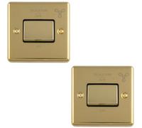 Loops 2-Pack 6A 1-Gang Fan Isolator Switch - Polished Brass With Black Trim