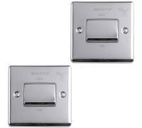 Loops 2 Pack 6A Extractor Fan Isolator Switch Polished Chrome & Grey 3 Pole Shower