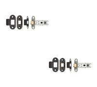 Loops 2 Pack - 76mm Tubular Mortice Door Latch Bolt Through Rounded Forends Matt Black