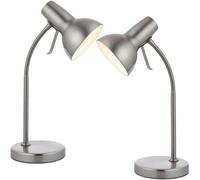 Loops 2 PACK | Adjustable Neck USB Desk Lamp Satin Nickel Metal Shade Table Work Light in Metallics Loops Metallics