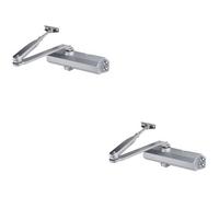 Loops 2 Pack Adjustable Power Overhead Door Closer 180 Degree 80Kg Doors Satin Nickel