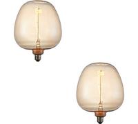 Loops 2 Pack Amber Glass 4W E27 Led Light Bulb - Non-Dimmable Warm White - 320Lm 2000K