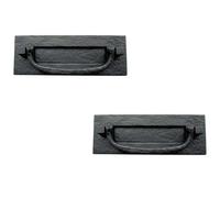 Loops 2 Pack Antique Black Postal Door Knocker 305X112mm For Classic Decor - External Front Door Letter Box Plate
