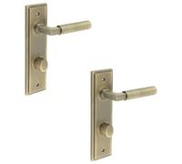 Loops 2 Pack Antique Brass Bathroom Door Handle With Turn & Release For Elegant Interiors - Solid Brass Interior Handle
