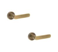 Loops 2 Pack Antique Brass Plain Rose Door Handle For Stylish Homes - Solid Brass Interior Handle