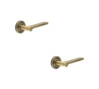 Loops 2 Pack Antique Brass Reeded Door Handle For Elegant Interiors - Solid Brass Interior Handle