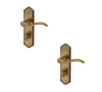 Loops 2 Pack Antique Bronze Suite Door Handle With Bathroom Plate For Modern Interiors - Interior Lever On Backplate