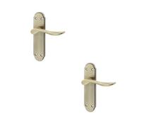 Loops 2 Pack Antique Bronze Suite Door Handle With Latchplate - Victorian Style - Interior Lever On Backplate