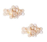 Loops 2 PACK Antique Gold Wall Light & Ornate Amber Glass Detailing - Twin Bulb Sconce in Clear Loops Clear