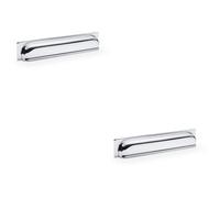 Loops 2 Pack - Backplate Cup Handle Polished Chrome 203mm Centre Solid Brass Shaker Drawer Pull