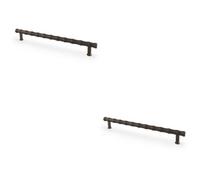 Loops 2 Pack - Bamboo T Bar Pull Handle - Dark Bronze 224mm Centres Solid Brass Drawer Door