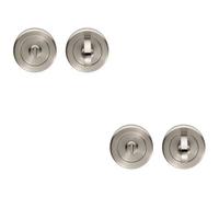 Loops 2 Pack - Bathroom Thumbturn Lock And Release Handle Beveled Edged Rose Satin Nickel