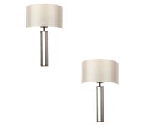 Loops 2 PACK Brushed Bronze Slotted Wall Light & Mink Satin Half Shade - Dimmable Loops Multicolor