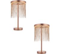 Loops 2 PACK Brushed Copper Table Lamp & Waterfall Chain Shade - Integrated LED Module Loops Copper