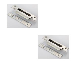 Loops 2 Pack - Bs Cylinder Deadlock Forend Strike & Fixing Pack Set- Satin Steel Square 166X26mm