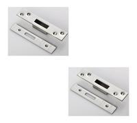 Loops 2 Pack - Bs8621 Cylinder Deadlock Forend Strike & Fixing Pack Set- Bright Steel Square