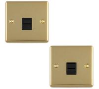 Loops 2-Pack Bt Master Telephone Socket Wall Plate - Polished Brass With Black Insert, 1-Gang