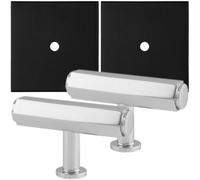 Loops 2 Pack - Cabinet Door Knob & Contrasting Backplate Set - Hex T Bar Pull - Polished Chrome & Black