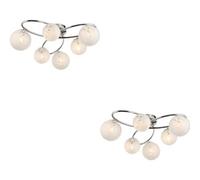 Loops 2 Pack Chrome Semi Flush Low Ceiling Light - White Confetti Multi Arm Glass - 6 X 3W Led G9