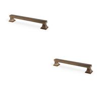 Loops 2 Pack - Chunky Square Pull Handle - Antique Brass 160mm Centres Solid Brass Drawer Door